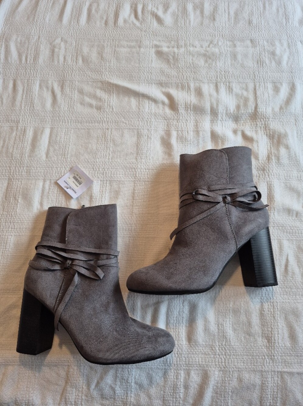 Christian Siriano for Payless size 12 gray faux suede ankle boots, NEW
